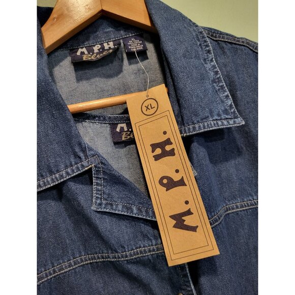 Vtg Deadstock Denim Safari Animal Embroidered Modest 2pc Maxi Dress & Jacket XL - Picture 13 of 14